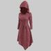 womens dresses Casual Lace Up Heathered Asymmetric Hooded Dress Top Blouse