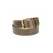 Brown Belt with Contrast Stitching and Curved Bar Buckle