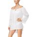 Raviya Womens Lace-Trim Peasant Dress Swimsuit Cover-Up White Small S