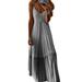 Avamo S-XXXXXL Women Gradient Strap Maxi Dress V Neck Beach Party Long Dress Summer Casual Loose Party Dress Ladies Plus Size Tie Dry Sundress