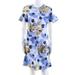 Lela Rose Womens Flutter Sleeve Tunic Dress Blue White Gold Cotton Floral Size 2