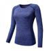 [Big Save!]Women Cozy Quick Dry Tops Compression Base Layer Athletic Long Sleeve T-Shirts Sports For Running Cycling Fitness Yoga Gym Blue XL