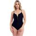 Cover Girl One Piece Swimsuit for Women Plus Size Curvy Swimwear Tummy Control - Zip Up - Zip Up, Navy/Gold, Size 16