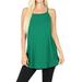 Women & Plus Front and Back Reversible Spaghetti Strap Flowy Cami Tank Tops (Forest Green, 2X)