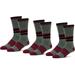 FUN TOES Men Mid Weight 70% Merino Wool Hiking Socks -Patterned- 3 Pairs Pack Grey/Burgundy/Black