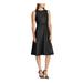 RALPH LAUREN Womens Black Sleeveless Jewel Neck Below The Knee Fit + Flare Evening Dress Size 0
