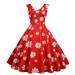 Women Sleeveless 1950s Housewife Evening Party Prom Dress