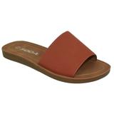 Soda Shoes Women Flip Flops Basic Plain Slippers Slip On Sandals Slides Casual Peep Toe Beach EFRON-S Rust Orange 5.5
