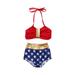 Toddler Baby Girls 4th of July Two Piece Swimsuit Set Strappy Tank Tops and Shorts Baby Girls USA Flag Independence Day Clothes Set