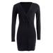 Urobanpeeg Women Party Cocktail Dresses Bodycon Mini Dress V Neck Long Sleeve