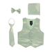 Lito Baby Boys Sage Satin Vest Zipper Tie Hanky Bowtie Clothing Set