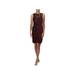 ADRIANNA PAPELL Womens Burgundy Sleeveless Illusion Neckline Above The Knee Sheath Cocktail Dress Size 2