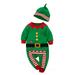Xiaoluokaixin Christmas Baby Boy & Girl Cotton Jumpsuit Hat Outfits 2Pcs/Set Green