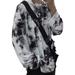 LEUCHTEN Autumn Harajuku Style Street Women'S Top Hip-Hop Retro Gradient Tie-Dye Loose Round Neck Long-Sleeved T-Shirt