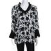 Pre-ownedTory Burch Womens Floral Print Rebecca Blouse White Navy Blue Size Small 1150510