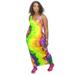 New Women's Sexy Plus Size Tie-dye Sleeveless Maxi Dress Loose Casual Skirt Spaghetti Strap Dress Long Dress