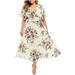 Aimik Party Dress Plus Size Long Dress Women Casual Short Sleeve Cold Shoulder Boho Flower Print