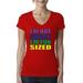 I'm Not Short I'm Fun Sized Womens Humor Slim Fit Junior V-Neck Tee, Red, X-Large