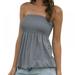 Women's Summer Casual Sleeveless Off Shoulder Strapless Pleated Shot Top