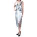 FAME AND PARTNERS Womens Silver Slitted Sleeveless V Neck Midi Sheath Party Dress Size 2