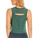 CRZ YOGA Women's Pima Cotton Workout Crop Top Open Back Activewear Exercise Yoga Tank Shirts