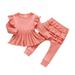 2Pcs/Set Infant 2PCS Toddler Kids Baby Girl Clothes for Autumn Long Sleeve Cotton Ruffled Fly-sleeved Tops Pants Clothing Outfits