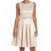 TOMMY HILFIGER Womens Gold Metallic Sleeveless Jewel Neck Below The Knee Fit + Flare Formal Dress Size: 8