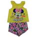 Disney Little Girls Yellow Minnie Over The Shoulder Top 2 Pc Shorts Set