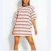 New Women's Casual Striped A Line Dress Crewneck Short Sleeve Dress