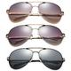 3 Pack Large Metal Rim Aviator Sunglasses for Men for Women, Two Tone Engrave Metal Temple, Silver, Gold Smoke & Gunmetal