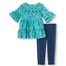 Wonder Nation Short Sleeve Tiered Ruffle Tunic & Racer Stripe Leggings, 2pc Outfit Set (Toddler Girls)