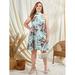 Women's Plus Size Tie Back Floral Print Halter Dress