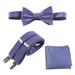 Mens Self-tie Bow Tie Adjustable Stretch Suspender and Pocket Square Set Â Â