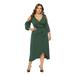 Salezone Women's V Neck 3/4 Sleeve Dress Plus Size Sexy Strapless Dress Summer Casual Wrap Sundress