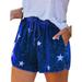 Drawstring Waist Short Pants for Women Summer Casual High Waist Star Print Beach Shorts Sport Workout Street Shorts Bottoms