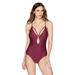 Amazon Brand - Coastal Blue Women's One Piece Swimsuit, raisin, M
