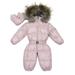 Hooded Snowsuit Warm Collar Hooded Down Solid Color Jumpsuit Waist-down Windproof Jacket Outerwear(Newborn Baby Boy Girl&Infant)