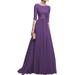 Winnereco Women Elegant Chiffon Dress Evening Formal Maxi Gown Dresses (Purple L)