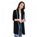 SweetCandy Women Lapel Casual Solid Color Plus Velvet Jacket Long Sleeve Loose Cardigan Warm Long Fleece Coat