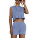 Sexy Dance Women Casual Two Piece Lounge Set Outfits Jogger Sports Suit Fitness Exercise Tracksuits Sweatsuits Jumpsuits S-XXL Blue S(US 4-6)