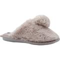 kensie Girls' Big Kid Slip On Plush Fluffy Faux Fur House Slippers with Sparkly Pom Pom, Cute Warm Comfortable Shoes for Home Blush Size 11/12