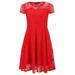 Women Lace Crochet Party Cocktail Dress Short Sleeve Formal A-Line Dress Vintage Swing Dress