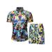 Avamo Men Sleepwear Pajama Suits Summer Casual Short Sleeve Tops And Drawstring Short Pants With Pocket Set Summer Beach Party Outfit