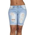 YDX Smart Jeans Summer Denim Bermuda Shorts Ripped Distressed Torn