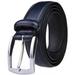 Belt For Men, Classic 1.25-inch Wide Genuine Leather Dress Belt - Navy