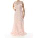 SLNY Womens Pink Sequined Sleeveless Illusion Neckline Full Length Formal Dress Size 12