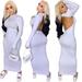 Women?s Slim Fit Dress, Sexy Crew Neck Solid Color Backless Long Sleeve Long Dress with Gloves