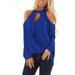 Avamo Womens Off The Shoulder Top Sexy V Neck Button T-shirt Ladies Loose Plus Size Long Sleeve Tops Blouse S-6XL