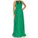 ADRIANNA PAPELL Womens Green Beaded Pleated Sleeveless Keyhole Full-Length Fit + Flare Evening Dress Size 4