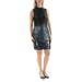 FRENCH CONNECTION Womens Black Sequined Mock Neck Sleeveless Mini Sheath Cocktail Dress Size 8